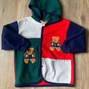 Vintage Early 90’s Kid Warmers Color Block Fleece Snap Button Jacket 4T Retro